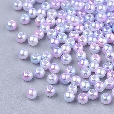 Rainbow ABS Plastic Imitation Pearl Beads OACR-Q174-12mm-01-1