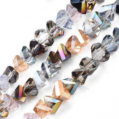 Electroplate Transparent Glass Beads Strands EGLA-N006-041-1