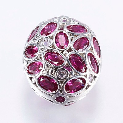Brass Micro Pave Cubic Zirconia Beads ZIRC-F073-02B-1