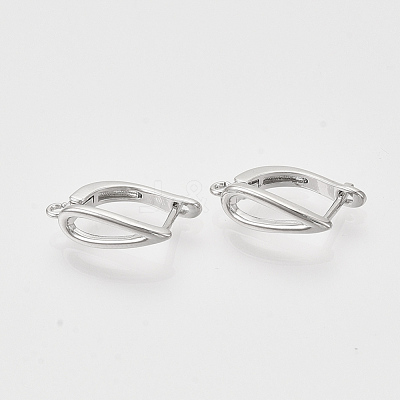 Brass Hoop Earring Findings with Latch Back Closure KK-T048-020P-NF-1
