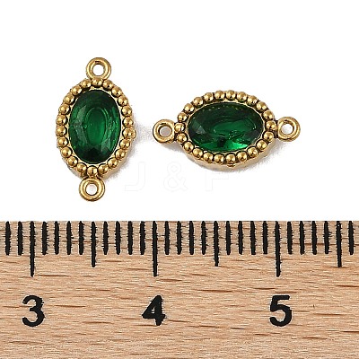 Ion Plating(IP) 304 Stainless Steel Cubic Zirconia Oval Links Connector Charms STAS-K256-22G-01-1