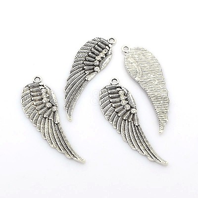 Antique Silver Plated Alloy Wing Big Pendants LS-ALRI-N019-04-1