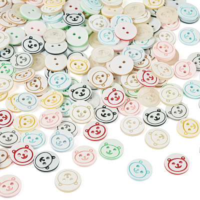 200Pcs 2-Hole Resin Buttons BUTT-TA0001-60C-1