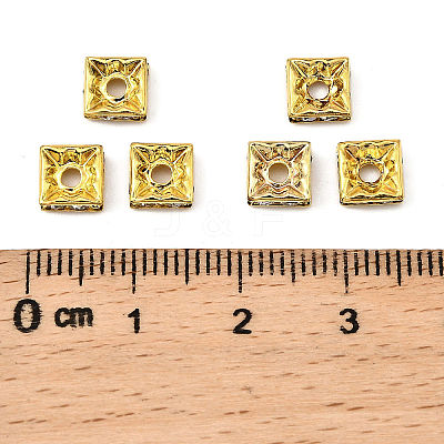Brass Rhinestone Spacer Beads X-RB-A013-6x6-01G-1