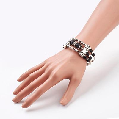 Three Loops Tibetan Style Alloy Wrap Bracelets BJEW-JB03324-01-1