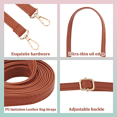 4Pcs 4 Colors Adjustable PU Imitation Leather Bag Straps DIY-WR0003-24-1
