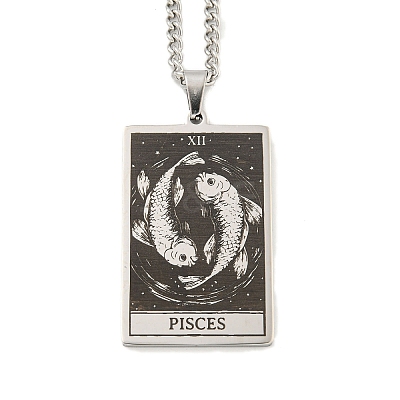 Non-Tarnish 304 Stainless Steel Tarot Pendant Necklaces NJEW-A026-01P-12-1