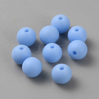 Acrylic Frosted Round Beads FACR-WH0001-06A-10-1