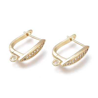 Brass Hoop Earring Findings with Latch Back Closure KK-H102-02G-1