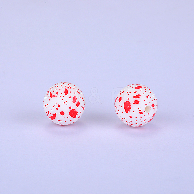 Printed Round Silicone Focal Beads SI-JX0056A-219-1