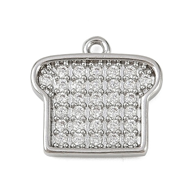 Brass Micro Pave Clear Cubic Zirconia Charms KK-L238-18P-1