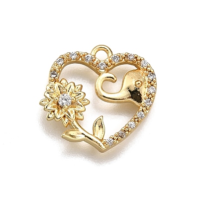 Brass Micro Pave Clear Cubic Zirconia Pendants LS-KK-G530-01C-G-1