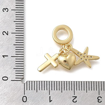 Brass Micro Pave Clear Cubic Zirconia European Dangle Charms KK-D431-033A-G-1