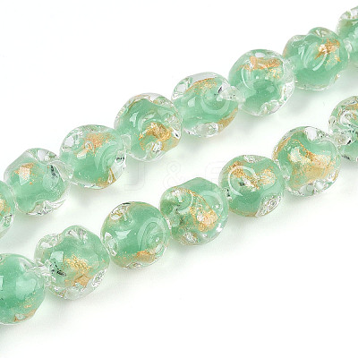Handmade Gold Foil Glass Beads Strands FOIL-N029-04B-1