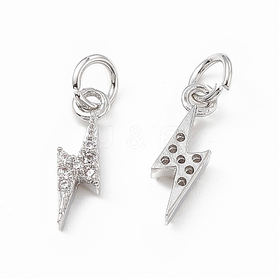 Brass Micro Pave Cubic Zirconia Charms KK-E068-VB223-1