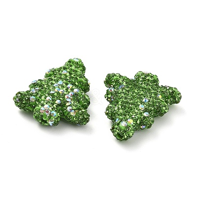 Christmas Tree Polymer Clay Rhinestone Beads CLAY-NH0001-14F-1