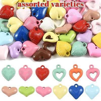 40Pcs 4 Styles Baking Paint Acrylic Pendants OACR-YW0004-48-1