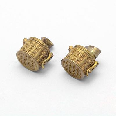 Brass Prayer Box Pendants KK-F722-29C-RS-1