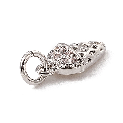 Brass Micro Pave Clear Cubic Zirconia Ice Cream Charms ZIRC-F132-69P-1