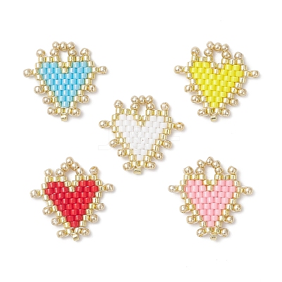 Handmade MIYUKI Glass Seed Beaded Heart Pendants PALLOY-MZ01067-1
