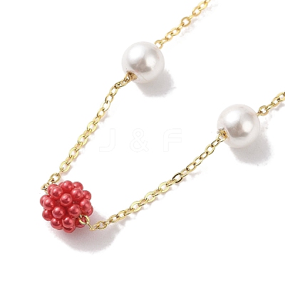 Plastic Imitation Pearl Beads Beads Necklace BJEW-B078-04G-1