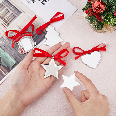 8 Sets 8 Styles Christmas Theme Sublimation Blank Alloy Pendant Decorations DIY-FH0005-64-1