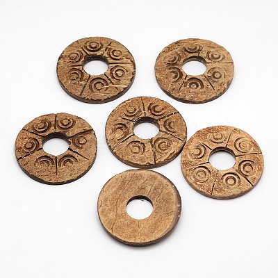 Natural Coconut Flat Round Bead COCB-P002-03-1