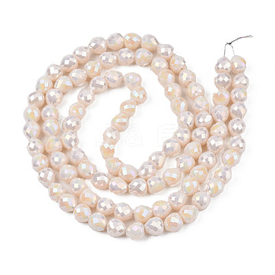 Electroplate Opaque Solid Color Glass Beads Strands EGLA-N002-26-B-1