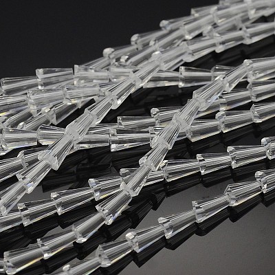 Faceted Cone Glass Beads Strands GLAA-F035-01-1