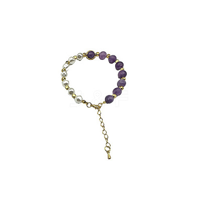 Natural Amethyst Round Beaded Bracelet NC1314-12-1