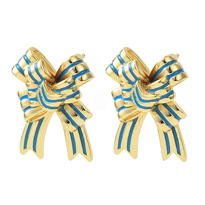 Bowknot Brass Stud Earrings LS-EJEW-Z156-01G-1