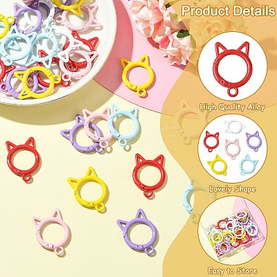 30Pcs 6 Colors Zinc Alloy Spring Gate Rings KEYC-CJ0001-17-1