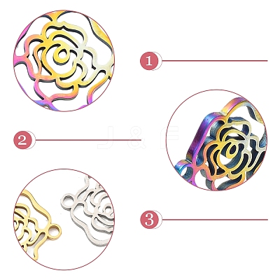 6Pcs 3 Colors 304 Stainless Steel Connector Charms STAS-YW0011-30-1