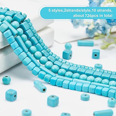 10 Strands 5 Style Synthetic Turquoise Beads G-OC0002-15-1