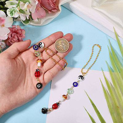 2Pcs Glass Car Pendant Decorations AJEW-GL0003-28-1