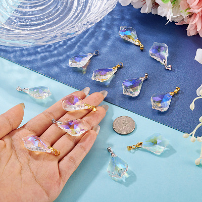20Pcs 2 Colors AB Color Plated Electroplate Glass Pendants PALLOY-TA00331-1