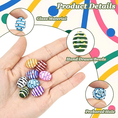 8Pcs 8 Colors Glass Imitation Jade Beads GLAA-YW0005-72-1