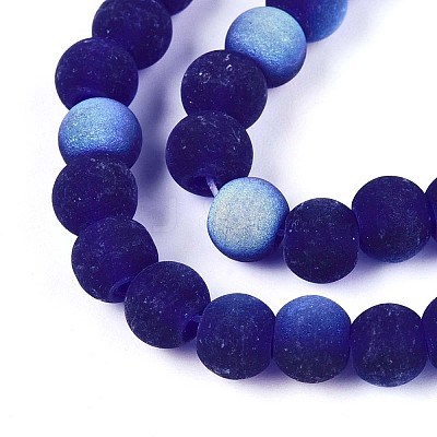 Frosted Transparent Glass Beads Strands GLAA-T032-T6mm-MBB15-1