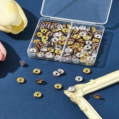120Pcs 2 Colors Brass Rhinestone Spacer Beads RB-FS0001-05A-1