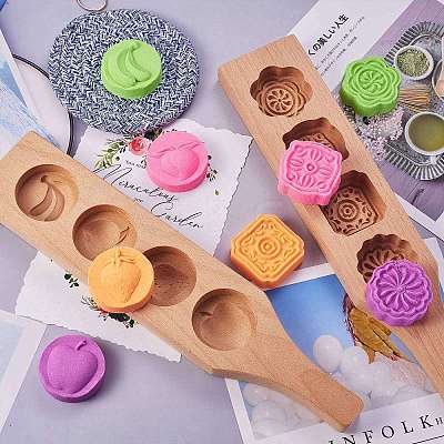 Flat Round Wooden Press Mooncake Molds BAKE-SZ0001-09-1