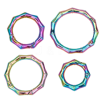 4Pcs 4 Styles Zinc Alloy Spring Gate Rings FIND-GF0004-17-1