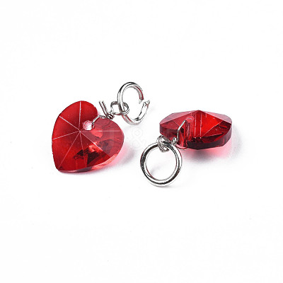 Faceted Transparent Glass Charms GLAA-T024-04I-1