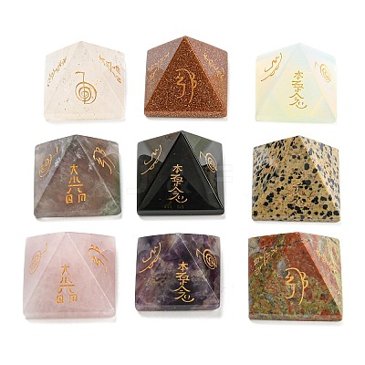 Natural & Synthetic Gemstone Pyramid Healing Figurines G-A091-01-1