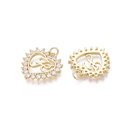 Valentine's Day Brass Micro Pave Clear Cubic Zirconia Pendants KK-N287-37G-1