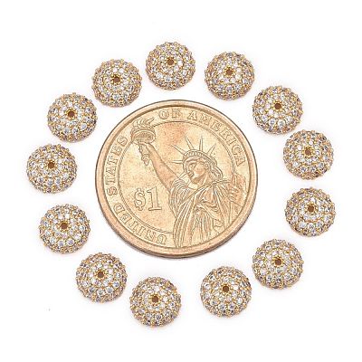 Apetalous Half Round/Dome Brass Micro Pave Cubic Zirconia Bead Caps ZIRC-D062-G-1