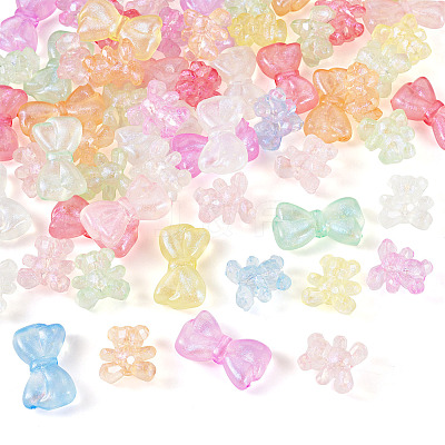 63Pcs 2 Styles Luminous Transparent Acrylic Beads MACR-TA0002-22-1