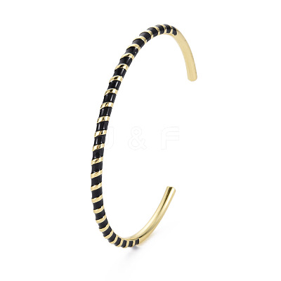 Twisted Brass Enamel Cuff Bangle BJEW-T020-02F-NF-1