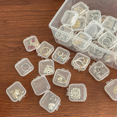 Mini Transparent Plastic Beads Containers PW-WG74209-01-1
