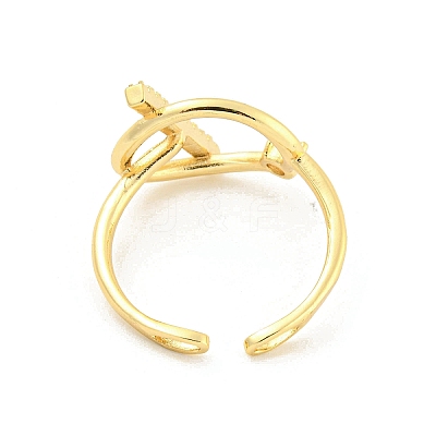 Brass Micro Pave Clear Cubic Zirconia Open Cuff Rings RJEW-G309-24G-1