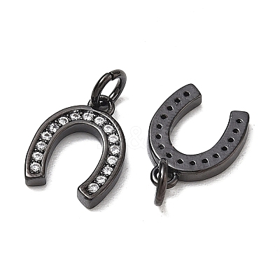 CZ Brass Micro Pave Cubic Zirconia Horse Shoe Charms ZIRC-L018-13B-1